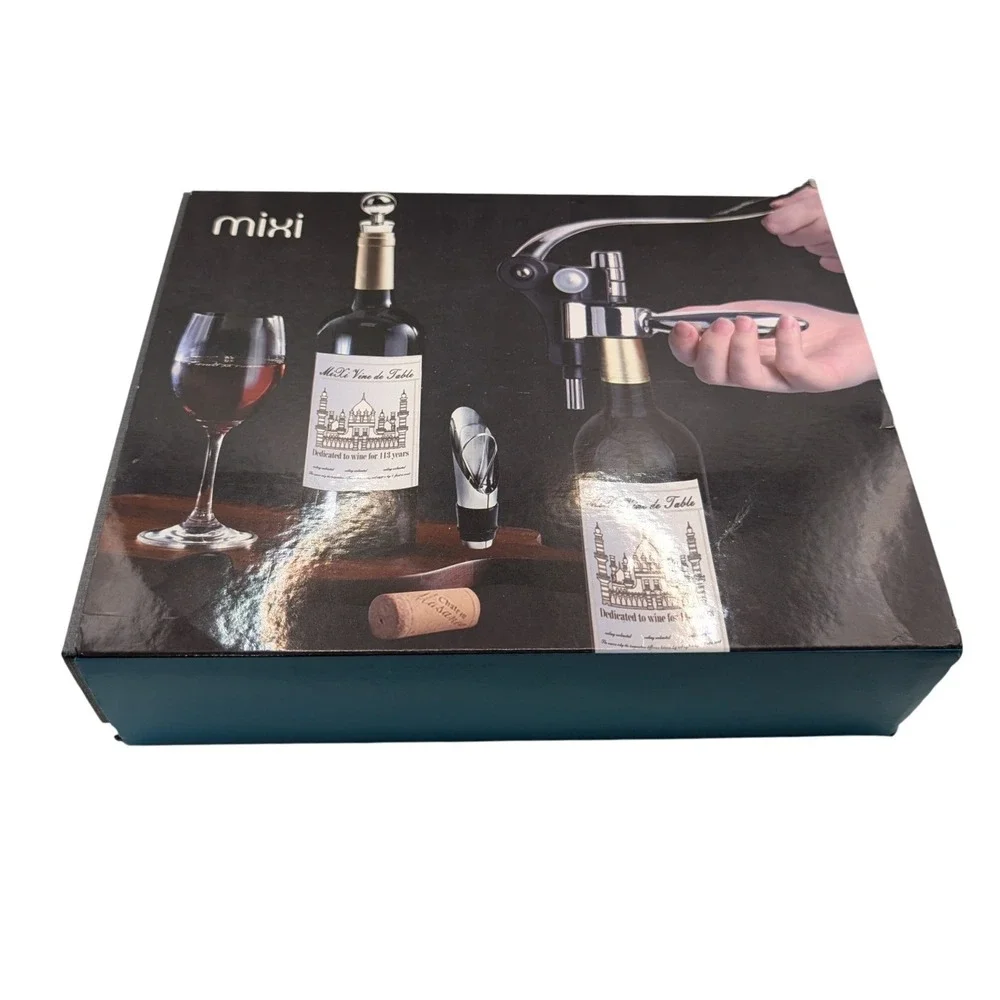 NIB Mixi Wine Accessory Set‎ Rabbit Lever Corkscrew Foil Cutter Pourer Stopper